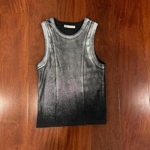 Zara silver and black high neck top  size small